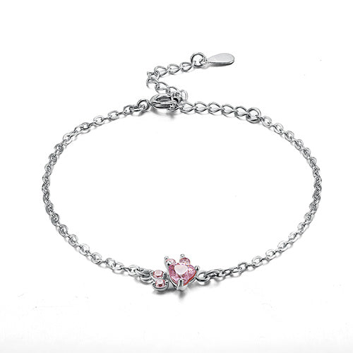 Smykkesett Pote i rosegull – 4 deler med zirkoniahjerte (ring, halskjede, øredobber, armbånd)