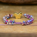 Armbånd Sommerfugl med lilla opal druzy