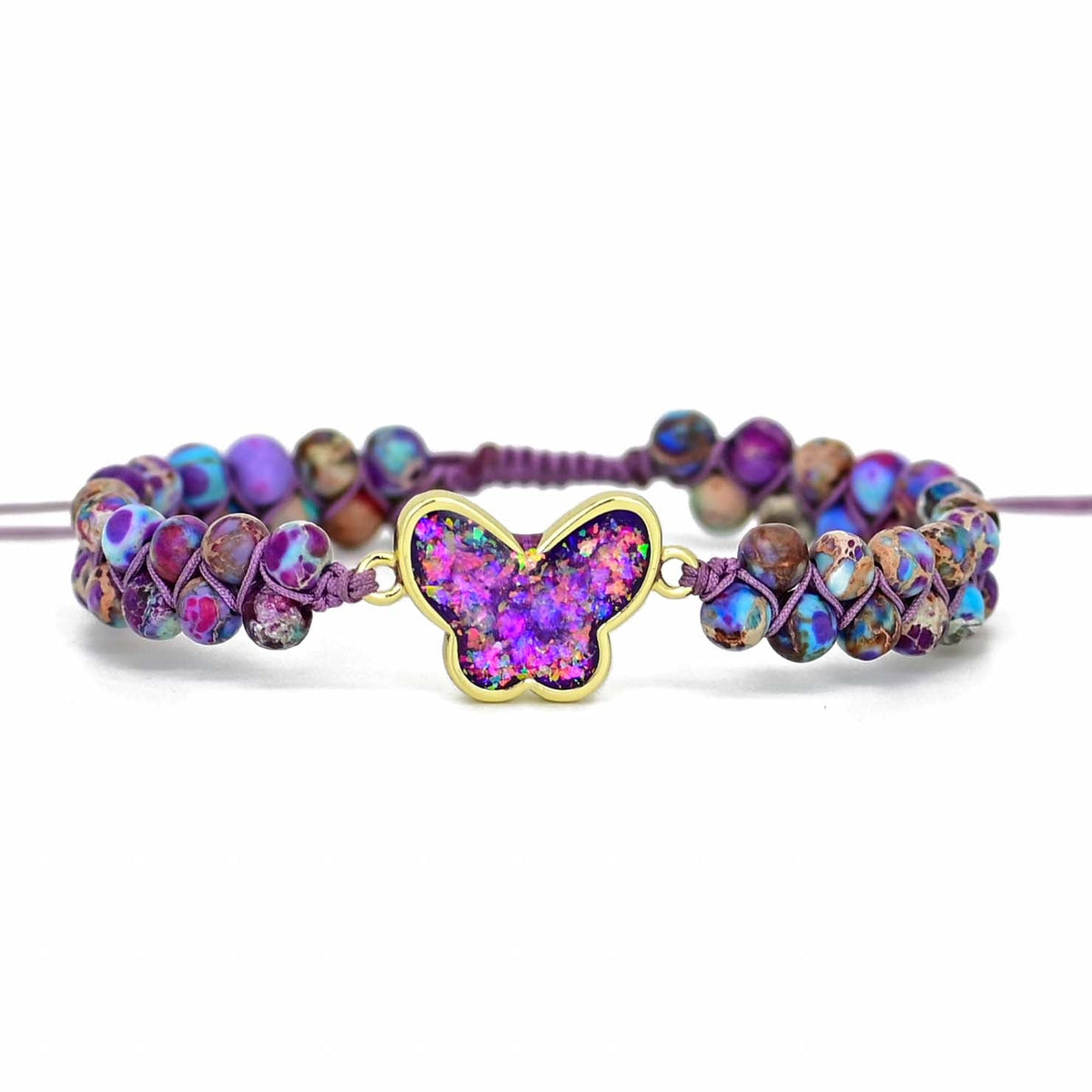 Armbånd Sommerfugl med lilla opal druzy