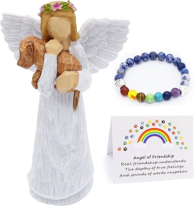 Gavesett til minne om hunden – vennskapsengel og chakra-armbåndet Regnbuebroen