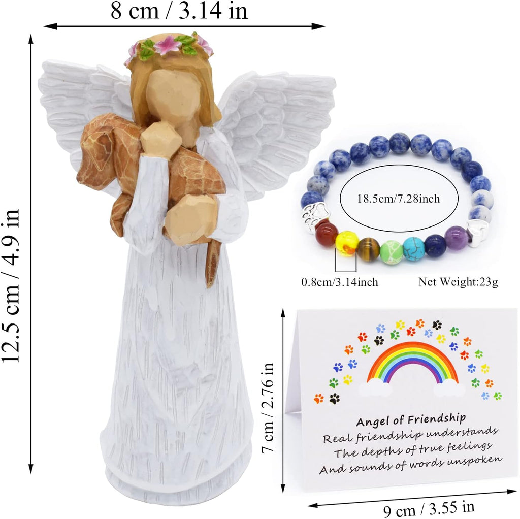 Gavesett til minne om hunden – vennskapsengel og chakra-armbåndet Regnbuebroen