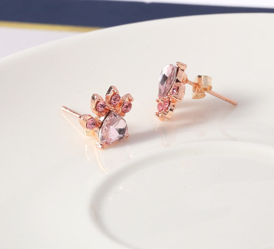 Smykkesett Pote i rosegull – 4 deler med zirkoniahjerte (ring, halskjede, øredobber, armbånd)
