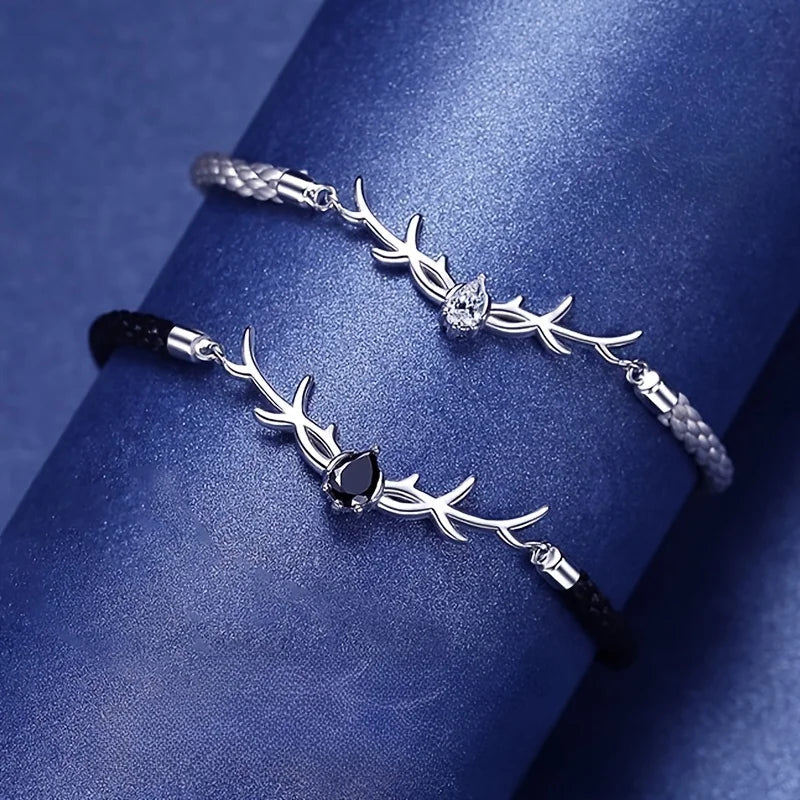 Armbånd Hjerte med hjortegevir og zirkonia