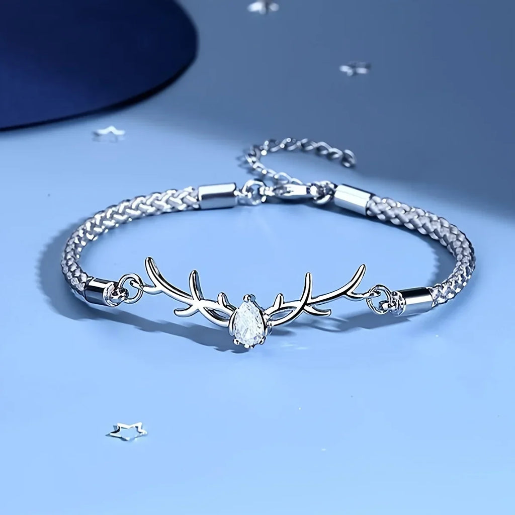 Armbånd Hjerte med hjortegevir og zirkonia