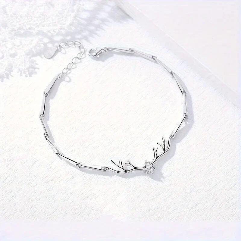 Armbånd Hjerte med hjortegevir og zirkonia