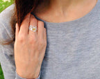 Justerbar ring bikake, forgylt med 18K gull
