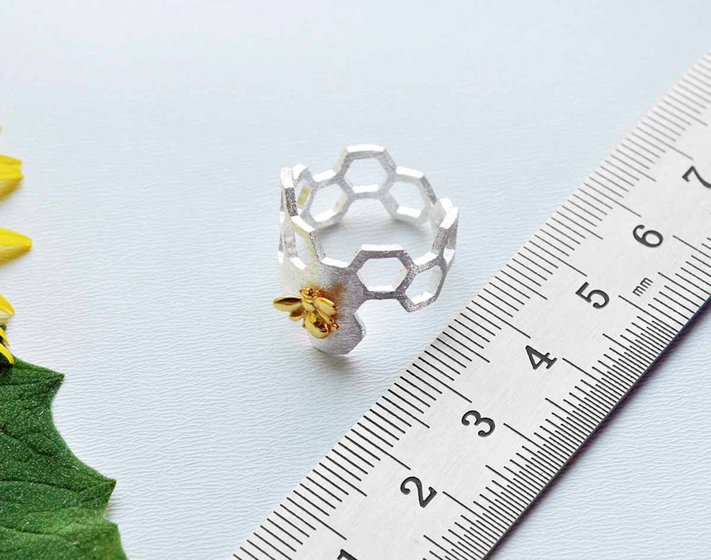 Justerbar ring bikake, forgylt med 18K gull