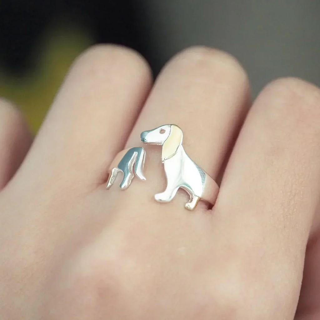 Ring dachshund i ekte sølv 925 – justerbar størrelse