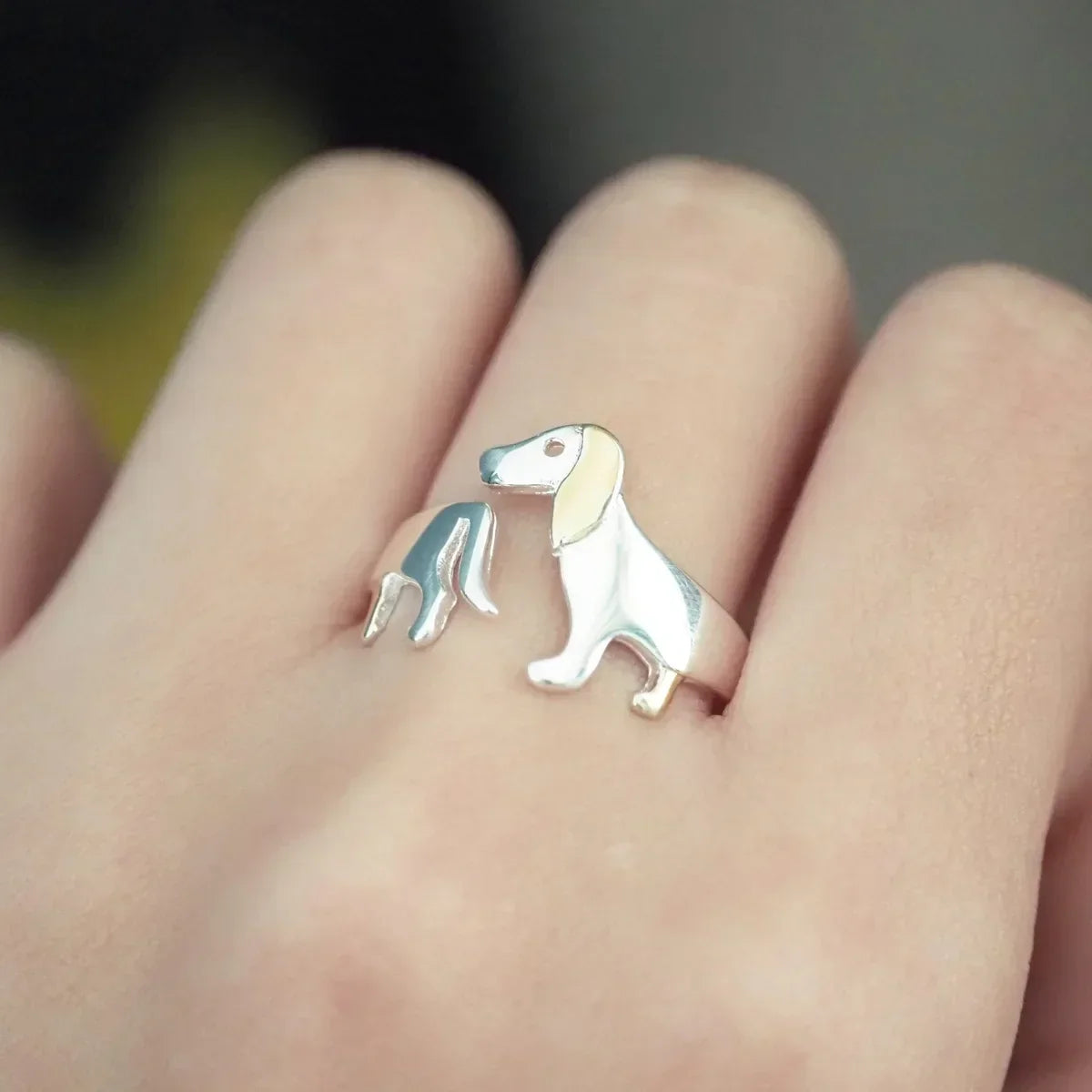 Ring dachshund i ekte sølv 925 – justerbar størrelse