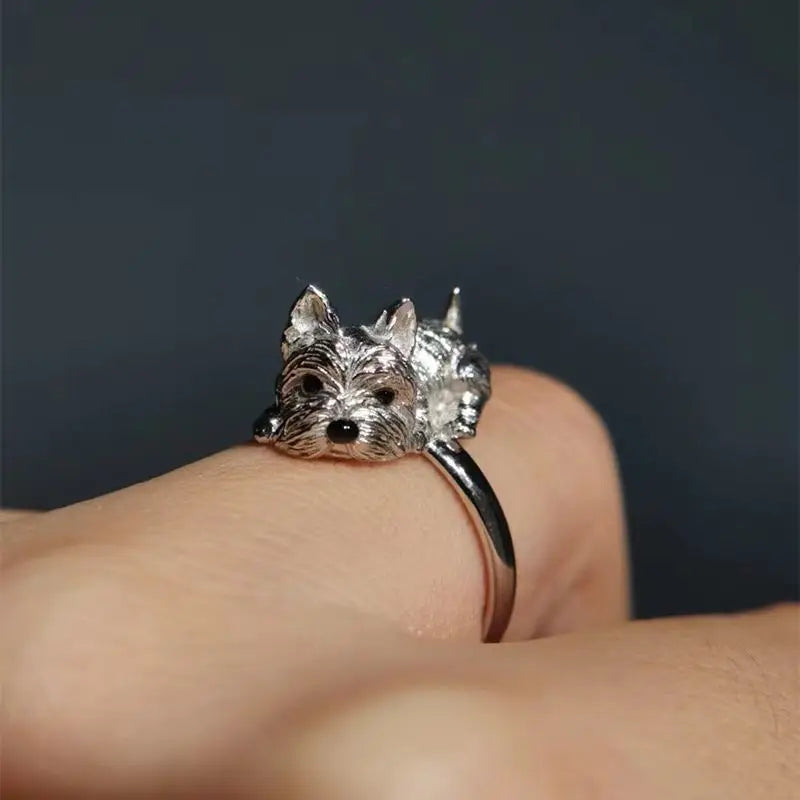 Justerbar ring med hund i retrostil