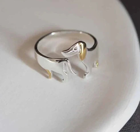 Ring dachshund i ekte sølv 925 – justerbar størrelse