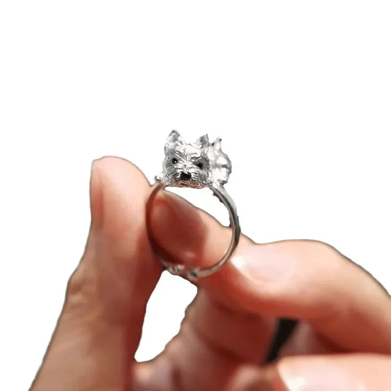 Justerbar ring med hund i retrostil