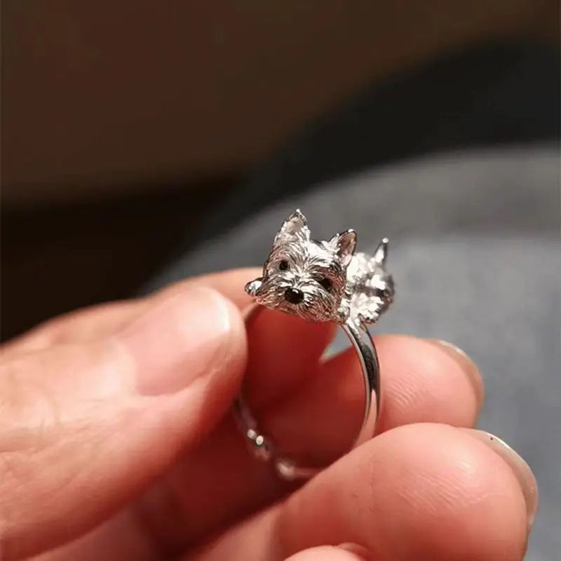 Justerbar ring med hund i retrostil