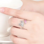 Ring Svane med krystall – justerbar, rosegull