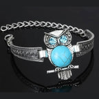 Vintage armbånd med ugle og turkise anheng