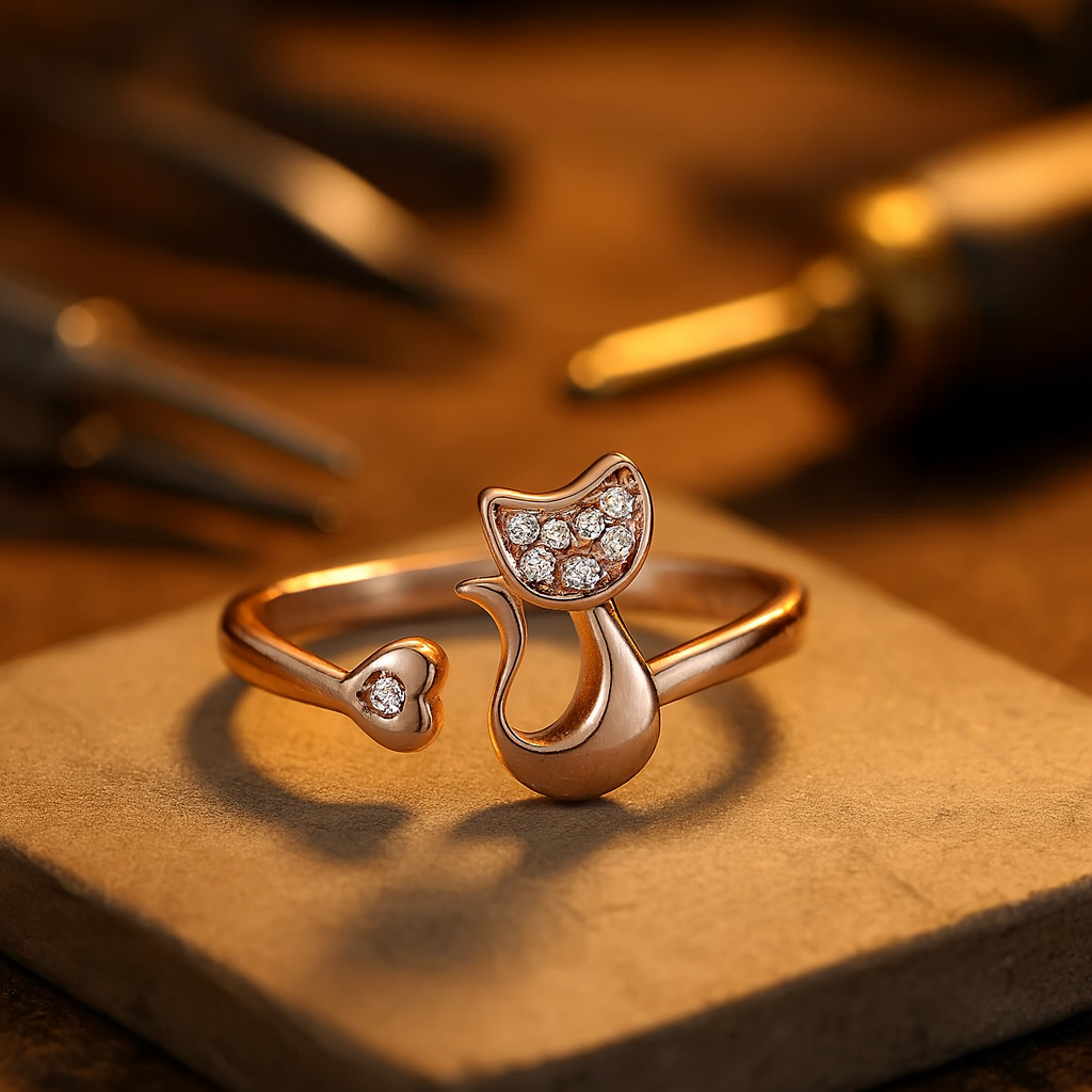 Åpen ring Søt katt med zirkonia