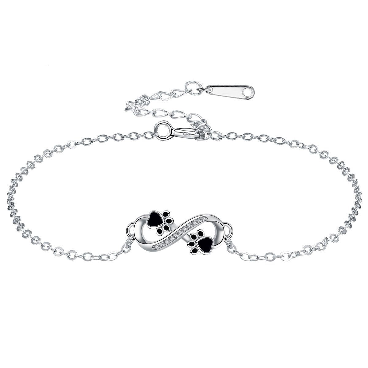 Armbånd med potepreg og uendelighetssymbol, med zirkonia