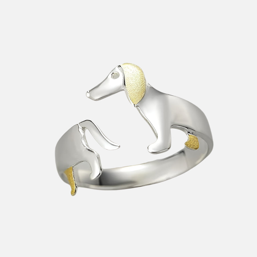 Ring dachshund i ekte sølv 925 – justerbar størrelse